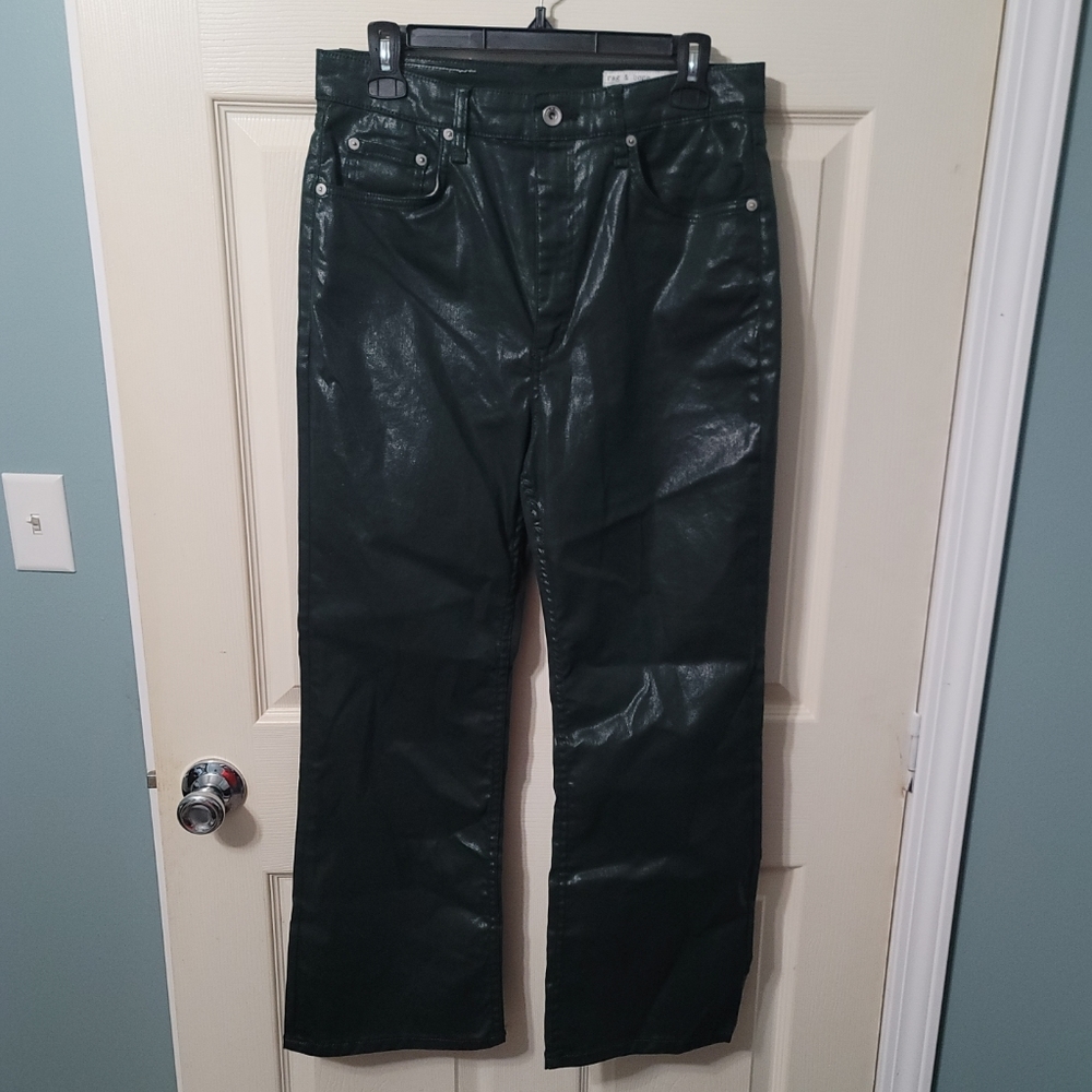 NWT Rag &‎ Bone Casey High-Rise Ankle Flare Coated Pine Grove Women's 31